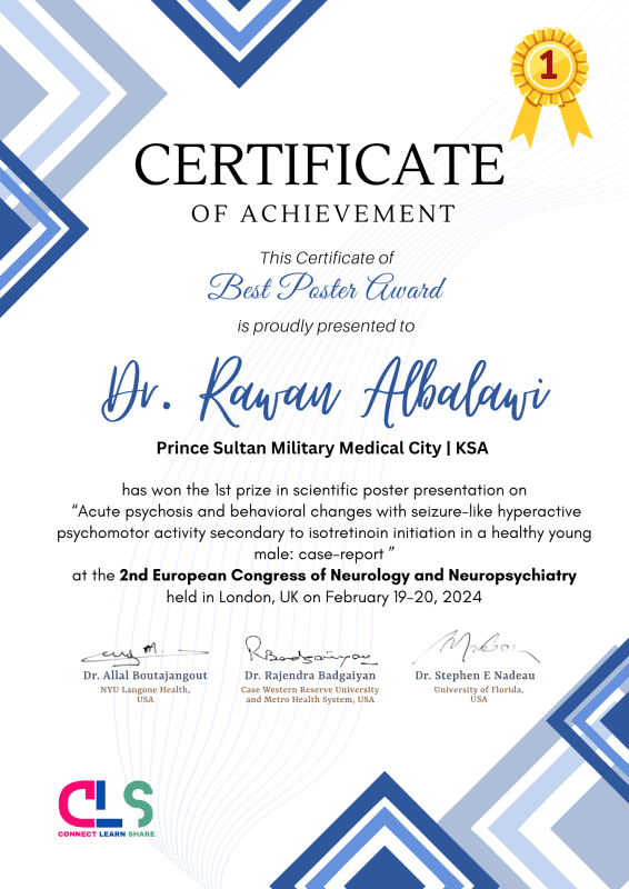 Best Poster Award- Neurology Congress 2024